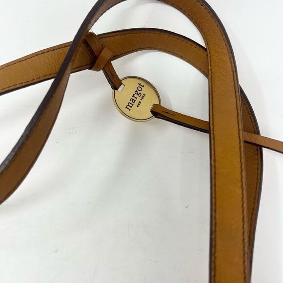 Margot Tote Bag Womens Tan Leather Turn Lock Front Double Handle - Picture 8 of 12